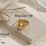 Anillos chapados en oro de los diamantes artificiales del acero inoxidable 18K de la flor geométrica del estilo de IG a granel
