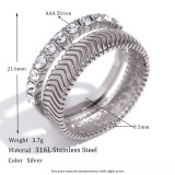 Hip-Hop Retro Color sólido Acero inoxidable incrustaciones diamantes de imitación anillos pendientes collar