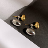 1 par de aretes chapados en oro de 18 quilates de latón con revestimiento ovalado de estilo simple