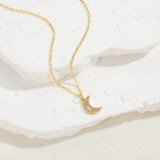 Collar con colgante de circonio chapado en oro de 14 quilates con forma de luna de estilo clásico lujoso elegante a granel