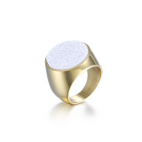Weidecatur, nueva moda europea y americana, elegante anillo redondo de cristal de acero inoxidable, anillo multicolor dorado para mujer