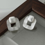 1 par de aretes de cobre chapados cuadrados de estilo simple