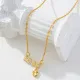 Collar con colgante de circón con incrustaciones de cobre y letras de estilo simple