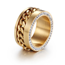 Anillos de acero de titanio geométricos de moda que platean los anillos de acero inoxidable de los diamantes de imitación