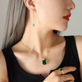 Collar de pendientes de revestimiento de acero de titanio rectangular de estilo simple