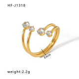 Anillos de circonio de perlas artificiales con incrustaciones de esmalte cruzado de acero inoxidable serpiente en forma de corazón estrella estilo IG