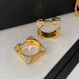 1 par de aretes de aro de diamantes artificiales de cobre con incrustaciones cuadradas artísticas