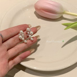 1 par de pendientes de perlas artificiales de cobre con incrustaciones de frutas de estilo moderno