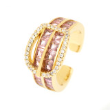 El estilo del vintage ceñe los anillos abiertos chapados en oro del Zircon 18K del embutido de cobre