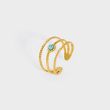 El estilo simple conmuta el anillo abierto de piedra natural del acero inoxidable del color sólido en bulto