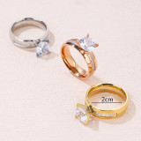 Anillos de piedras preciosas artificiales de acero Titanium redondos de estilo simple a granel