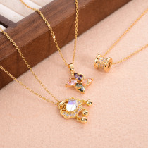 Collar dulce lindo elegante lindo del colgante del Zircon de la piedra de cristal plateado oro 18K del cobre de la mariposa a granel