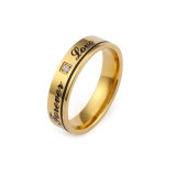 Comercio exterior Titanio Acero 18K Oro real Moda Inglés Amor eterno Anillo de pareja de circón