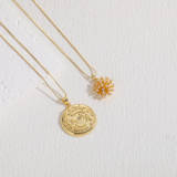 Collar con colgante chapado en oro de 14 quilates con incrustaciones de cobre y flor en forma de corazón brillante elegante