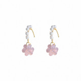 1 par de pendientes colgantes de ópalo con perlas artificiales con incrustaciones de cobre y uva de estilo francés