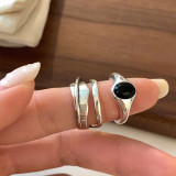 Anillos de ágata con incrustaciones de cobre en capas ovaladas retro
