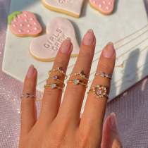 Anillos de latón en forma de corazón de moda que platean anillos de cobre de diamantes artificiales