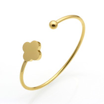 Brazalete con revestimiento de acero de titanio y flor de estilo simple de 1 pieza