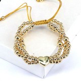 Pulseras chapadas en oro de cobre y cobre con forma de corazón de estilo simple