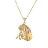 Collar con colgante chapado en oro con incrustaciones de cobre y caballo de estilo Simple IG