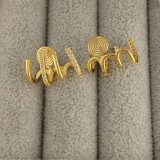 1 par de ear cuffs de circonio de cobre con incrustaciones geométricas de estilo simple
