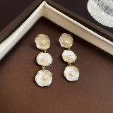 1 par de pendientes de esmalte de cobre con flor dulce