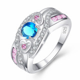 Venta caliente transfronteriza anillo en forma de corazón de amor de diamante púrpura anillo de boda de cuatro garras europeo y americano adorno de AliExpress de deseo de Amazon para mujer