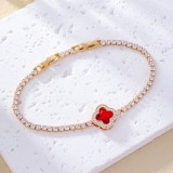 Pulseras de circón con incrustaciones de cobre chapado en hoja de estilo simple