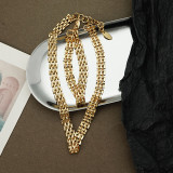 Collar de pulseras para mujer chapado en oro de 18 quilates con revestimiento de cobre de color sólido a la moda