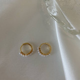 Pendientes de cobre con círculo geométrico de perlas con incrustaciones simples al por mayor