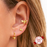 Pendientes Retro de abeja de cobre y oro de 18k para mujer, aretes con Clip para oreja, moda femenina, tendencia con personalidad, orejera de insecto, joyería