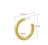 1 par de aretes chapados en oro de 18 quilates con forma de C de estilo simple