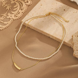 Collares de doble capa de cobre de color sólido de estilo simple de estilo vintage a granel