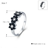 Anillos de circón con incrustaciones de cobre y flores de estilo simple