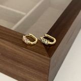 1 par de pendientes de circón de cobre con incrustaciones redondas de estilo simple e informal