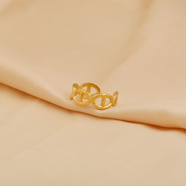 El chapado de acero inoxidable del círculo simple del estilo ahueca hacia fuera los anillos abiertos plateados oro 18K