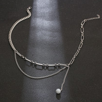 Collar de cadena pulido con cuentas de acero de titanio de color sólido de estilo simple
