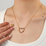 Collar con colgante chapado en oro de 18K con incrustaciones de cobre y forma de corazón de estilo Simple para mujer