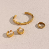 Moda Geométrica Acero Inoxidable Geometría Luna Circón Anillos Pulseras Pendientes