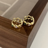 1 par de pendientes de circón de cobre con incrustaciones redondas de estilo simple e informal