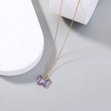 1 pieza de collar con colgante de circonita y cristal con incrustaciones de cobre y mariposa a la moda