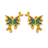 1 par de pendientes chapados en cobre de mariposa de diseño original