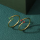 Elegantes anillos de circón con incrustaciones de cobre de color sólido