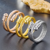 Nuevo Anillo ajustable de acero de titanio, anillo de pareja anudado trenzado coreano
