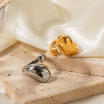 Anillos abiertos chapados en oro de 18 quilates con revestimiento de acero inoxidable asimétrico estilo IG