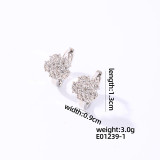 1 par de pendientes chapados en oro blanco con incrustaciones de cobre y circonita redonda brillante y dulce informal