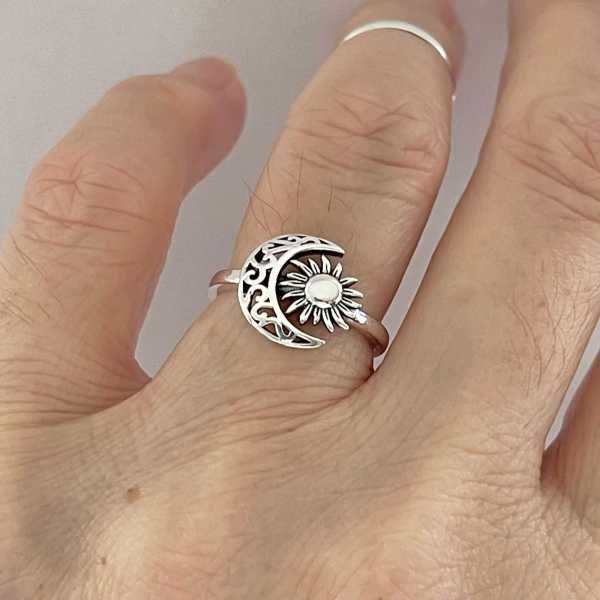 Anillo abierto chapado en cobre Lady Sun Moon de 1 pieza