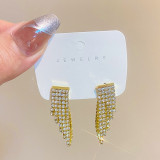 Pendientes de cobre geométricos glamorosos Pendientes de cobre con borlas y circón