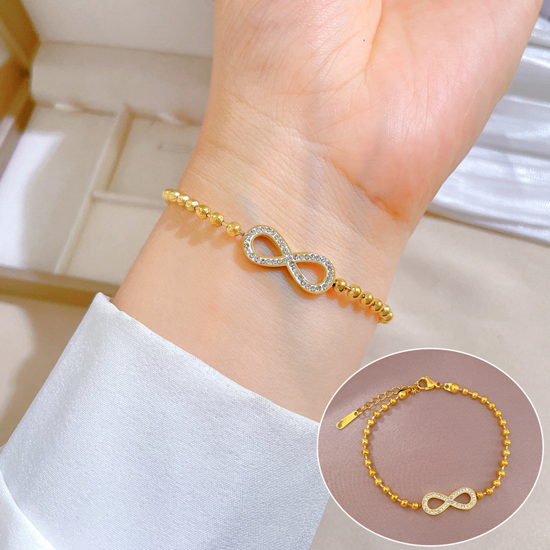 Pulseras de diamantes artificiales con incrustaciones de acero y titanio Sweet Infinity