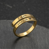 Anillo abierto chapado en acero inoxidable con letras de moda 1 pieza